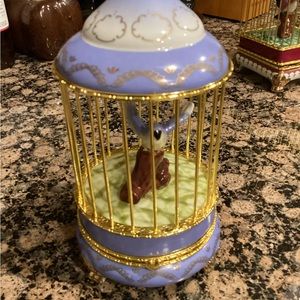 Vintage imperial porcelain birdcage jewelry box